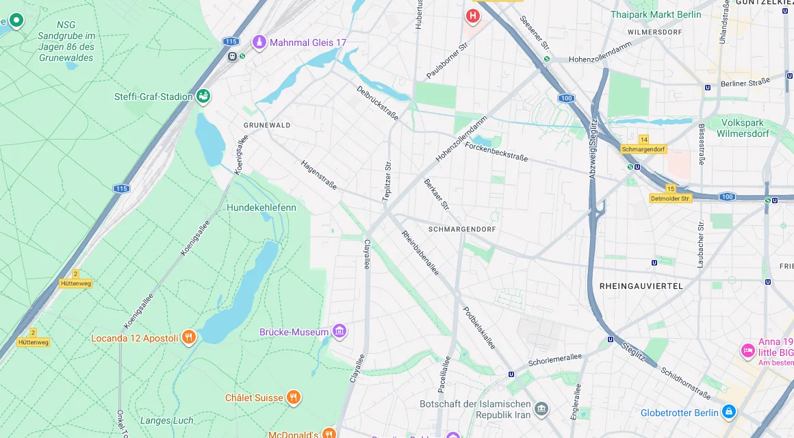 Karte Einsatzgebiet Schlüsseldienst Hillemeyer in Schmargendorf, Berlin