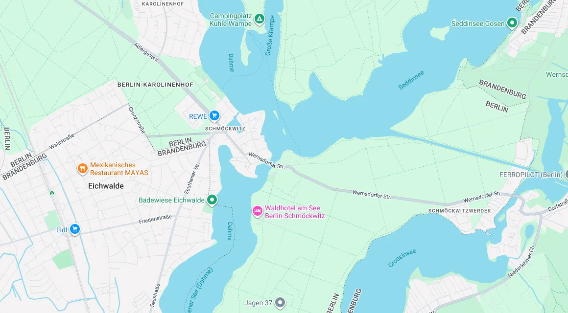 Karte Einsatzgebiet Schlüsseldienst Hillemeyer in Schmöckwitz, Berlin