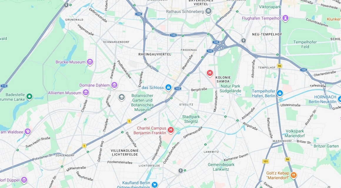Karte Einsatzgebiet Schlüsseldienst Hillemeyer in Steglitz, Berlin