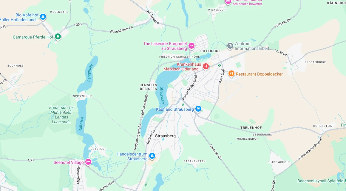 Karte Einsatzgebiet Schlüsseldienst Hillemeyer in Strausberg, Brandenburg