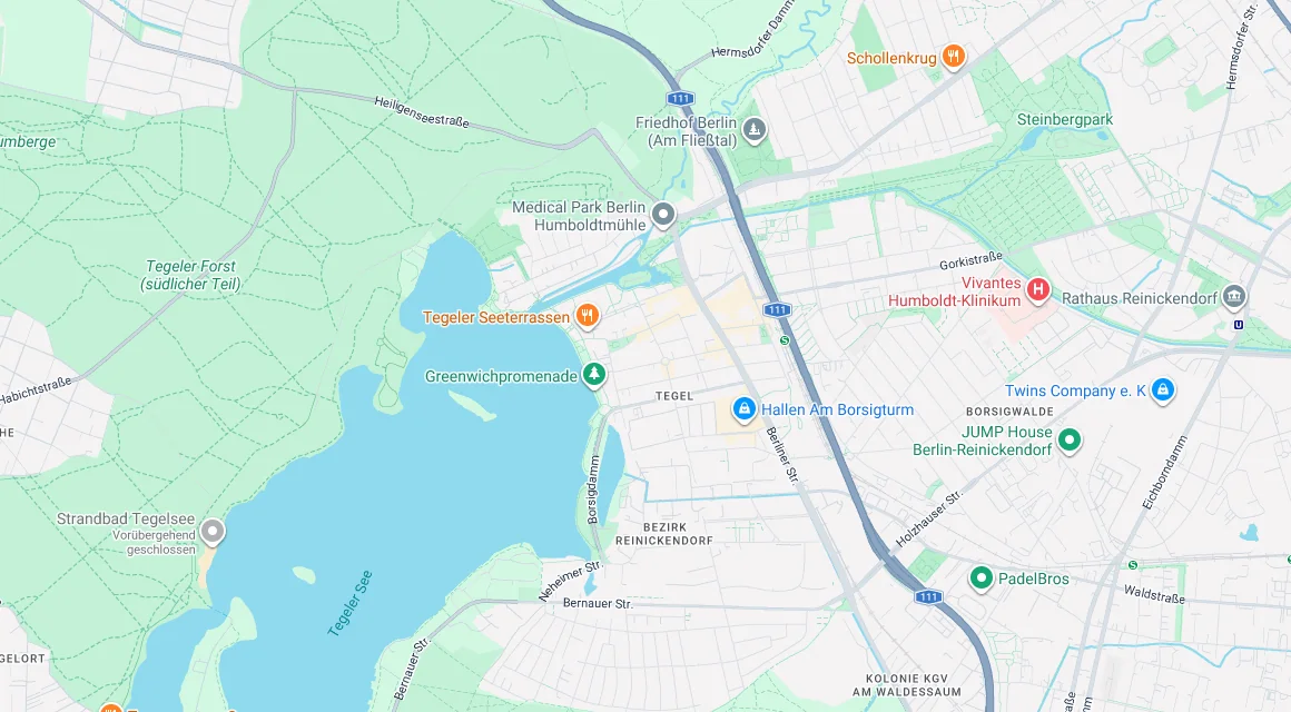Karte Einsatzgebiet Schlüsseldienst Hillemeyer in Tegel, Berlin