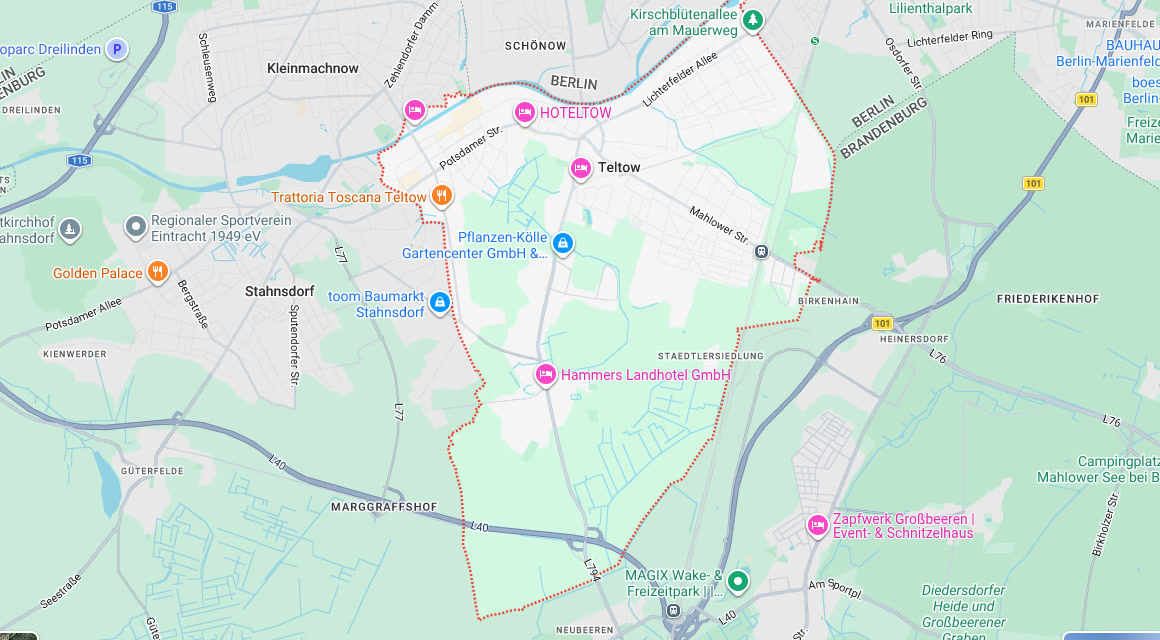 Karte Einsatzgebiet Schlüsseldienst Hillemeyer in Teltow