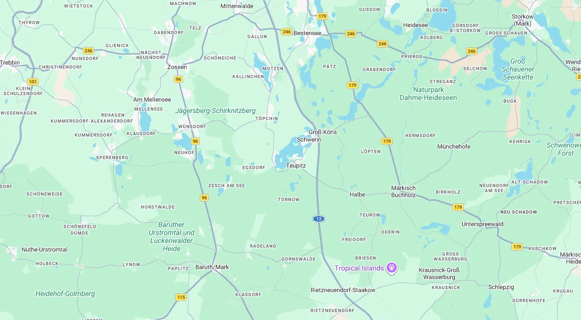 Karte Einsatzgebiet Schlüsseldienst Hillemeyer in Teupitz, Brandenburg