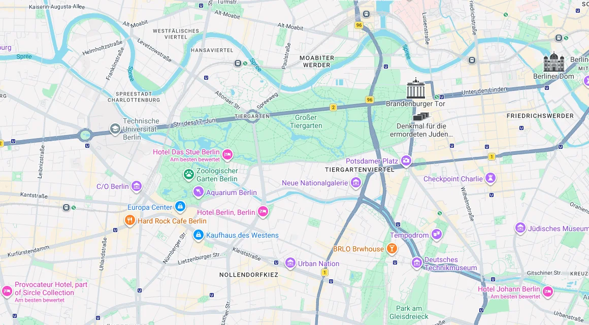 Karte Einsatzgebiet Schlüsseldienst Hillemeyer in Tiergarten, Berlin