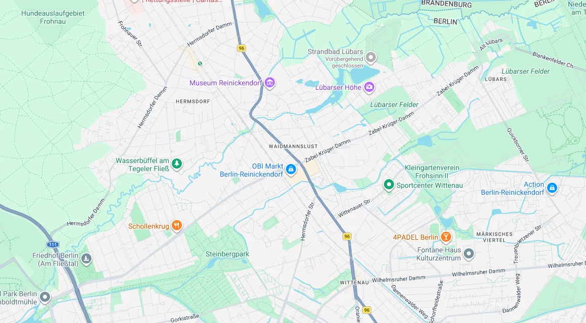 Karte Einsatzgebiet Schlüsseldienst Hillemeyer in Waidmannslust, Berlin