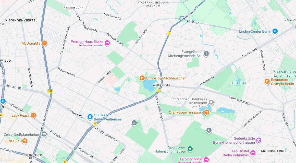 Karte Einsatzgebiet Schlüsseldienst Hillemeyer in Weißensee, Berlin