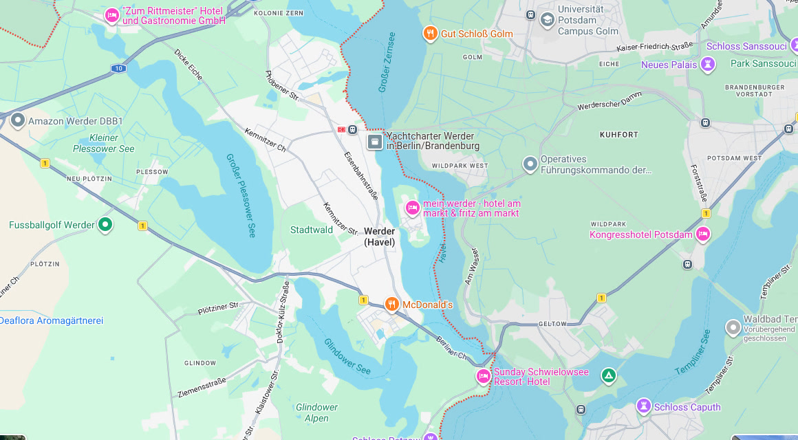 Karte Einsatzgebiet Schlüsseldienst Hillemeyer in Werder (Havel)