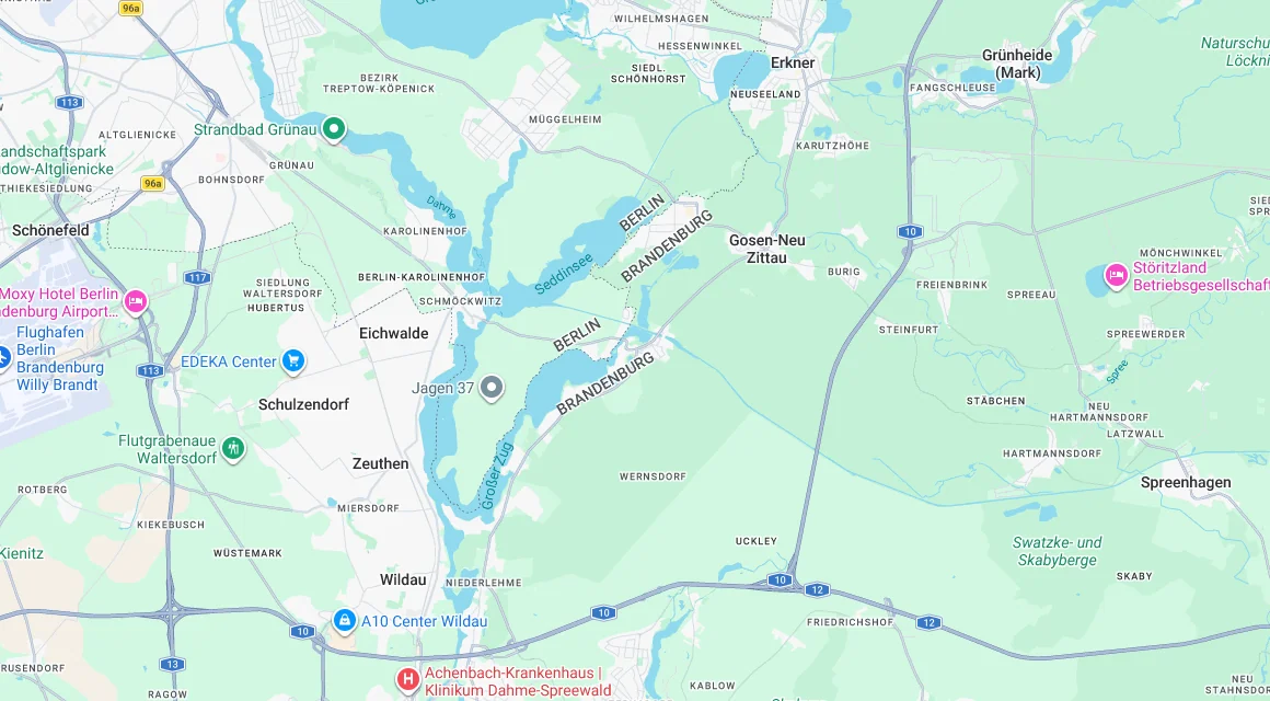 Karte Einsatzgebiet Schlüsseldienst Hillemeyer in Wernsdorf, Brandenburg