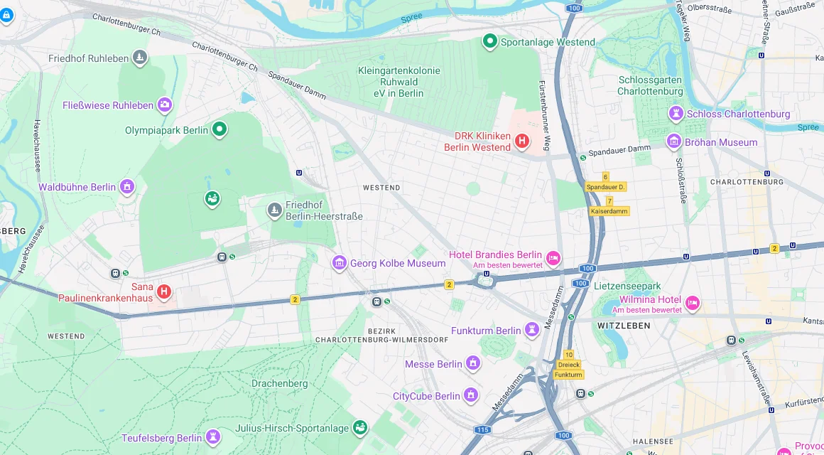 Karte Einsatzgebiet Schlüsseldienst Hillemeyer in Westend, Berlin
