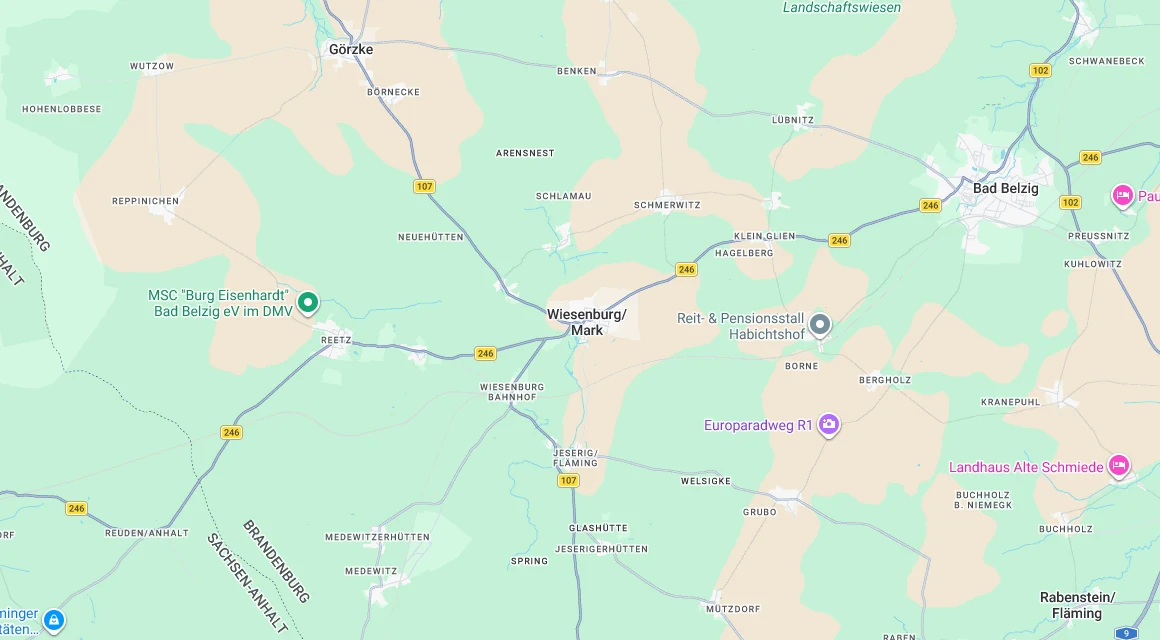Karte Einsatzgebiet Schlüsseldienst Hillemeyer in Wiesenburg/Mark, Brandenburg