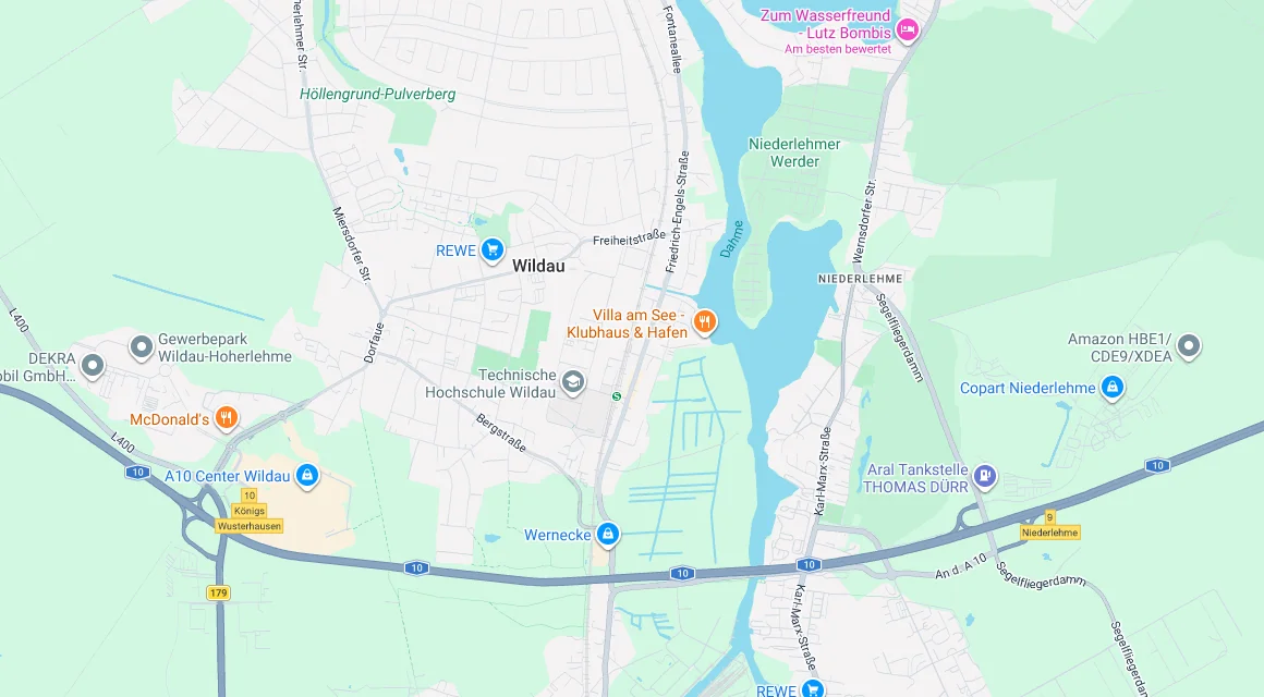 Karte Einsatzgebiet Schlüsseldienst Hillemeyer in Wildau, Brandenburg