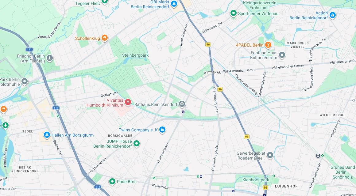Karte Einsatzgebiet Schlüsseldienst Hillemeyer in Wittenau, Berlin