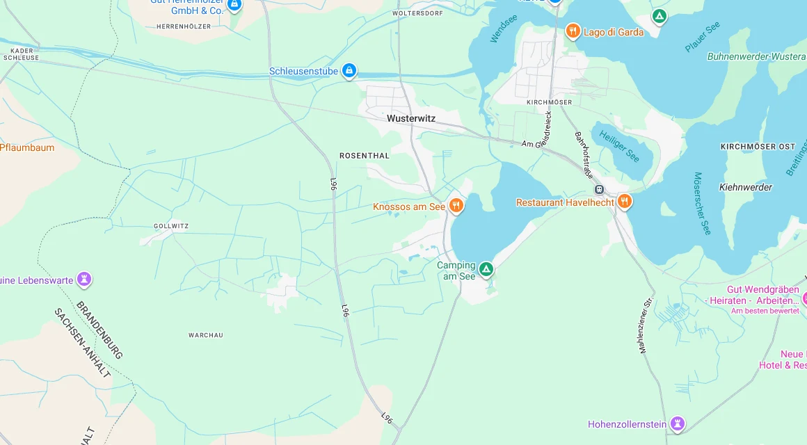 Karte Einsatzgebiet Schlüsseldienst Hillemeyer in Wusterwitz, Brandenburg