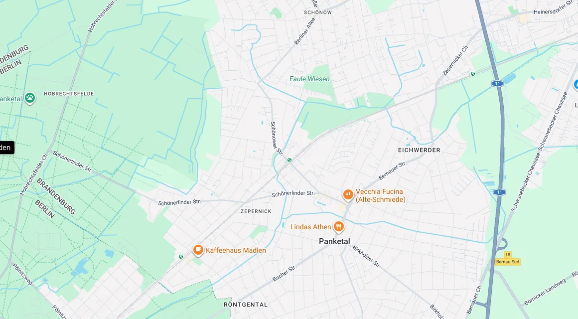 Karte Einsatzgebiet Schlüsseldienst Hillemeyer in Zepernick, Brandenburg