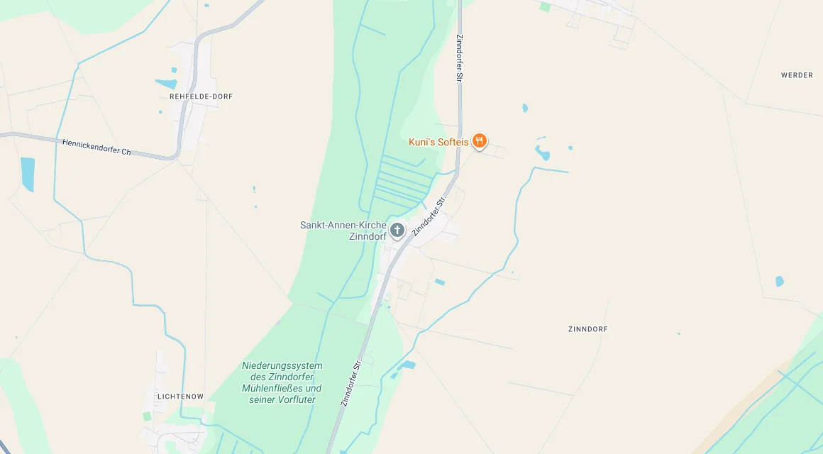 Karte Einsatzgebiet Schlüsseldienst Hillemeyer in Zinndorf, Brandenburg