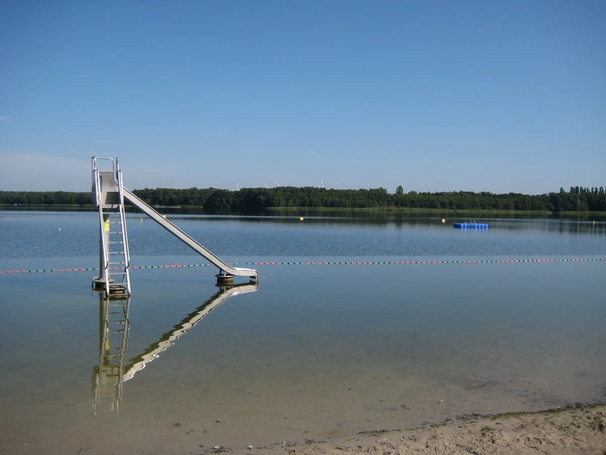 Strandbad Kallinchen am Motzener See – Seeufer und Freizeitpark, Ortsteil der Stadt Zossen, Teltow-Fläming, Brandenburg
