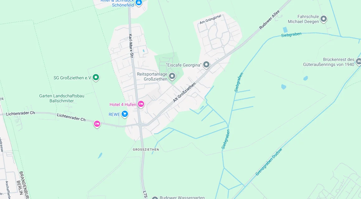 Karte Einsatzgebiet Schlüsseldienst Hillemeyer in Großziethen, Brandenburg