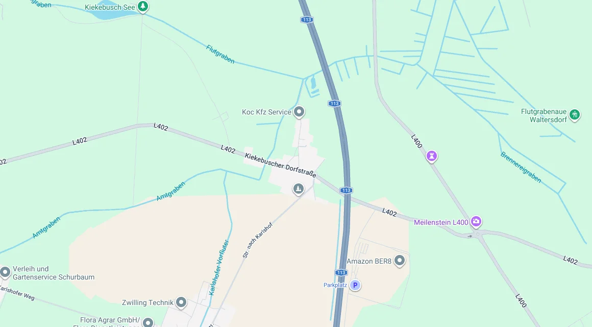 Karte Einsatzgebiet Schlüsseldienst Hillemeyer in Kiekebusch, Brandenburg