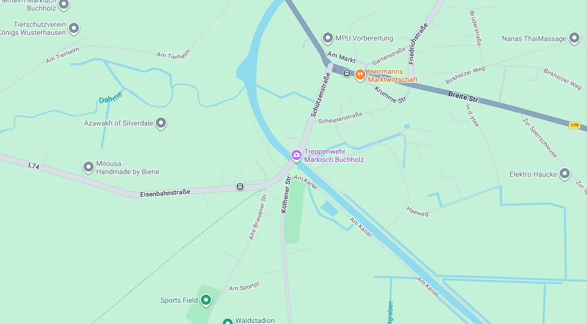 Karte Einsatzgebiet Schlüsseldienst Hillemeyer in Märkisch Buchholz, Brandenburg