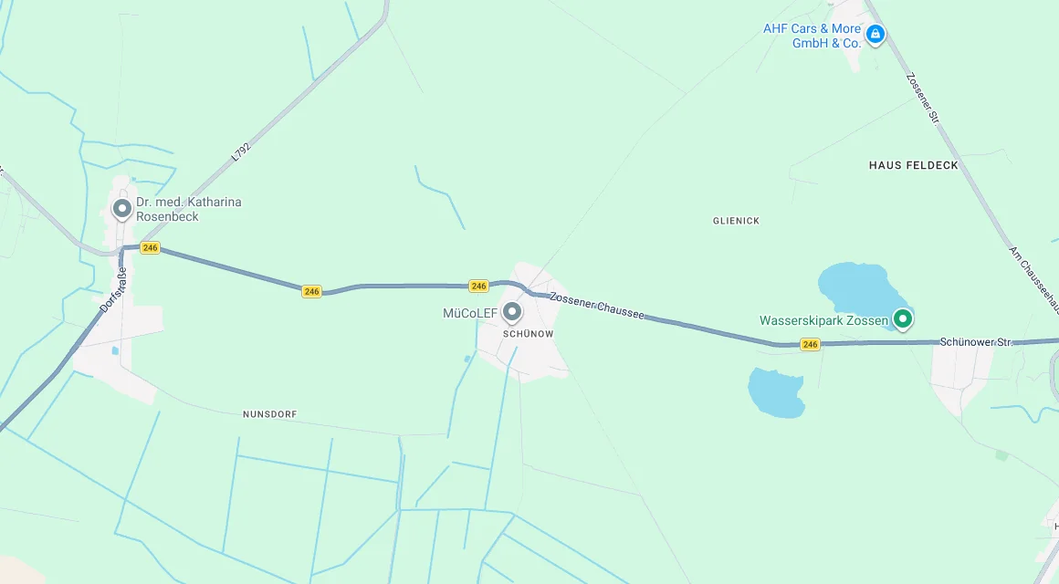 Karte Einsatzgebiet Schlüsseldienst Hillemeyer in Schünow, Brandenburg