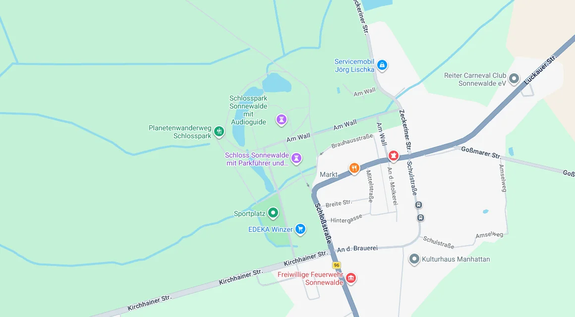 Karte Einsatzgebiet Schlüsseldienst Hillemeyer in Sonnewalde, Brandenburg