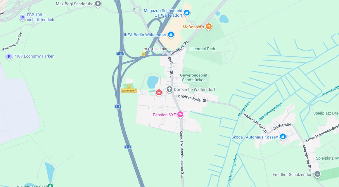 Karte Einsatzgebiet Schlüsseldienst Hillemeyer in Waltersdorf, Brandenburg